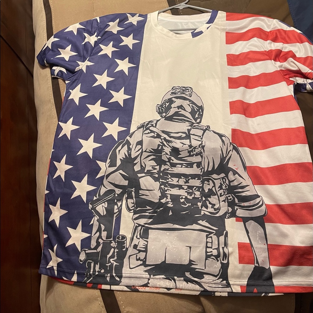 Mens 3d soldier usa flag shirt